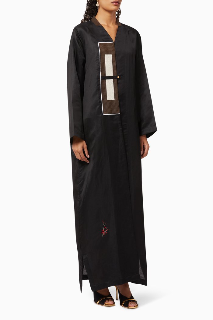 

Silk Linen Abaya, Black