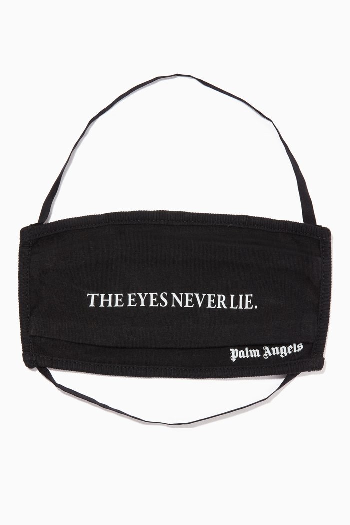 

"The Eyes Never Lie" Face Mask in Cotton, Black