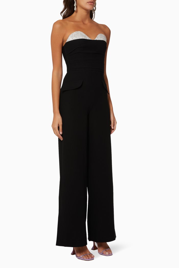 

Crystal Bustier Jumpsuit, Black