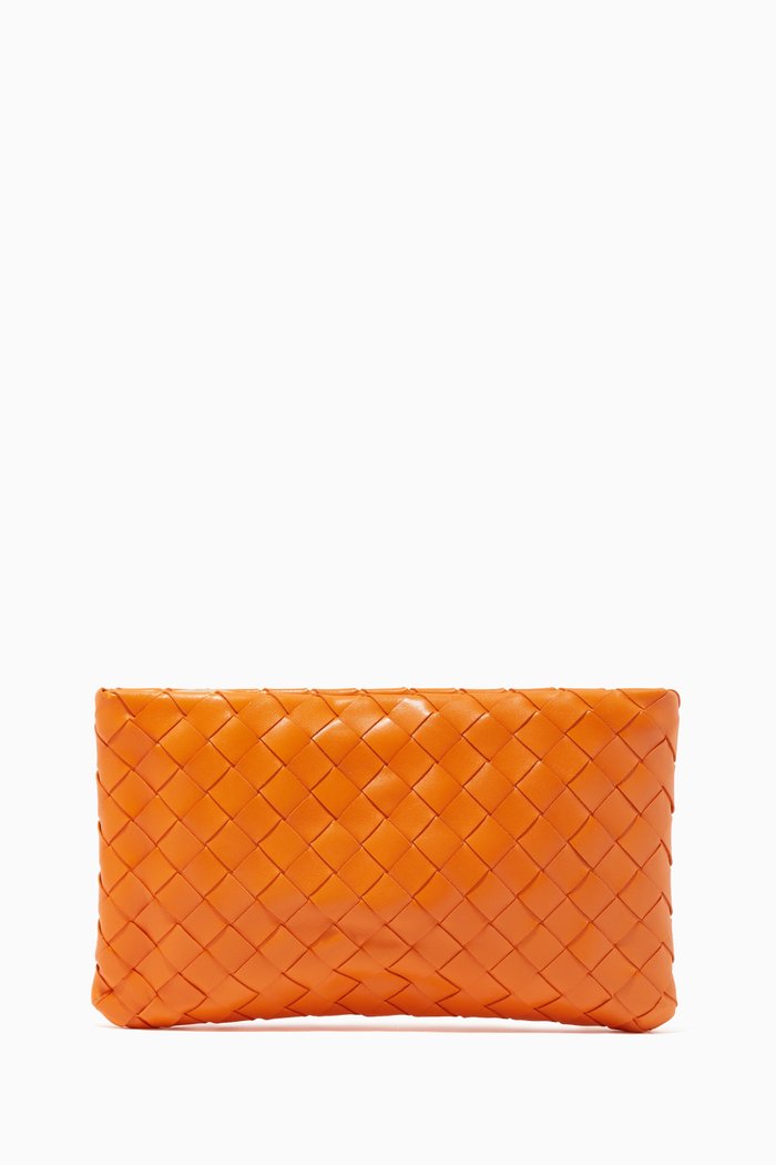 

Medium Pouch in Intrecciato Nappa, Orange