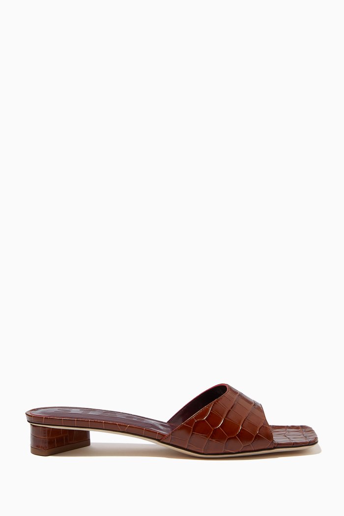 

Simone Mules in Croc-embossed Leather, Brown