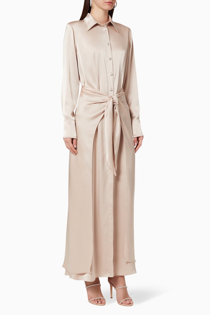 

Rio Satin Shirt Dress, Neutral