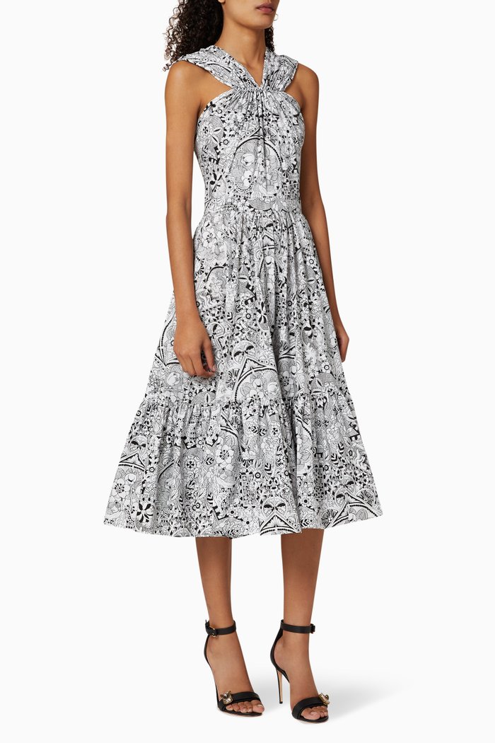 

Art Nouveau Cotton Poplin Halterneck Midi Dress, Multicolour