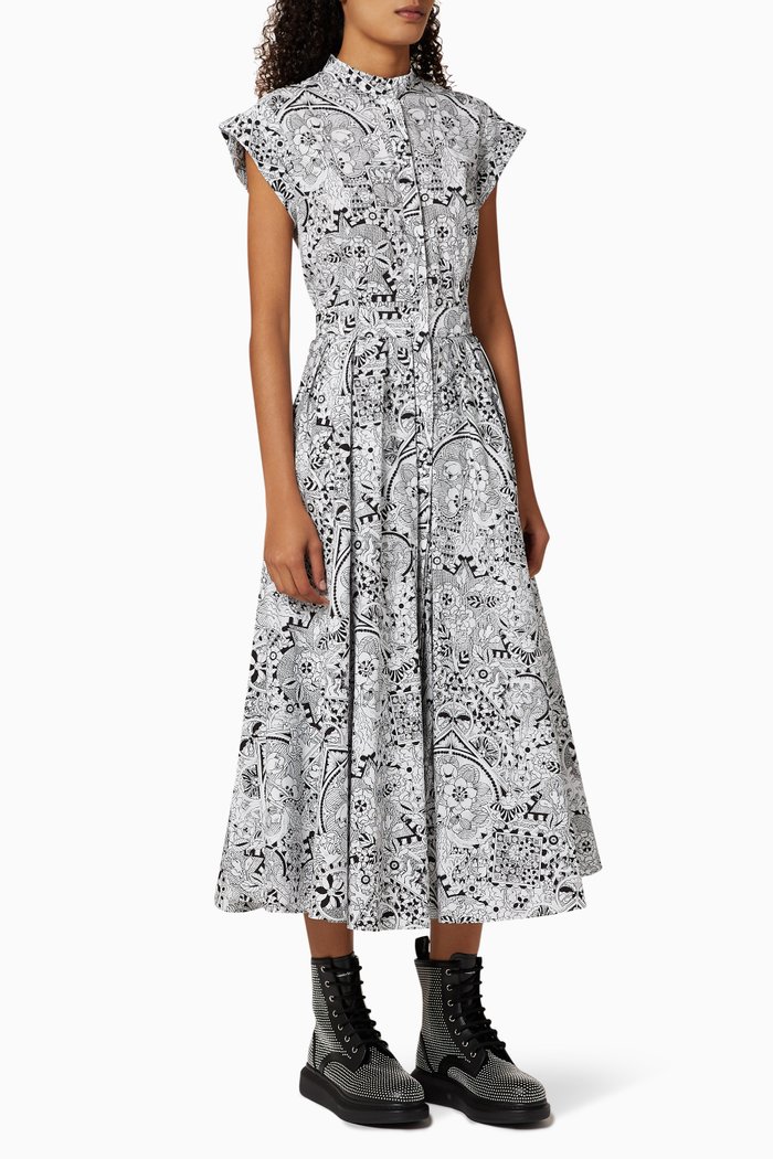 

Art Nouveau Cotton Poplin Midi Dress, Multicolour