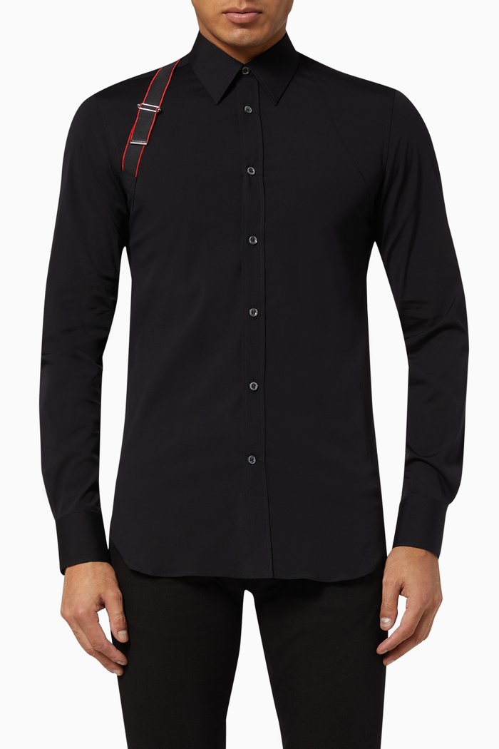 

Selvedge Harness Stretch Poplin Shirt, Black