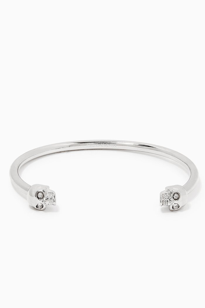 

Thin Twin Skull Bracelet, Silver