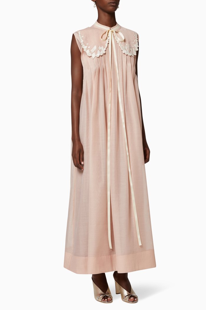 

Sequin Embellished Collared Kaftan, Pink