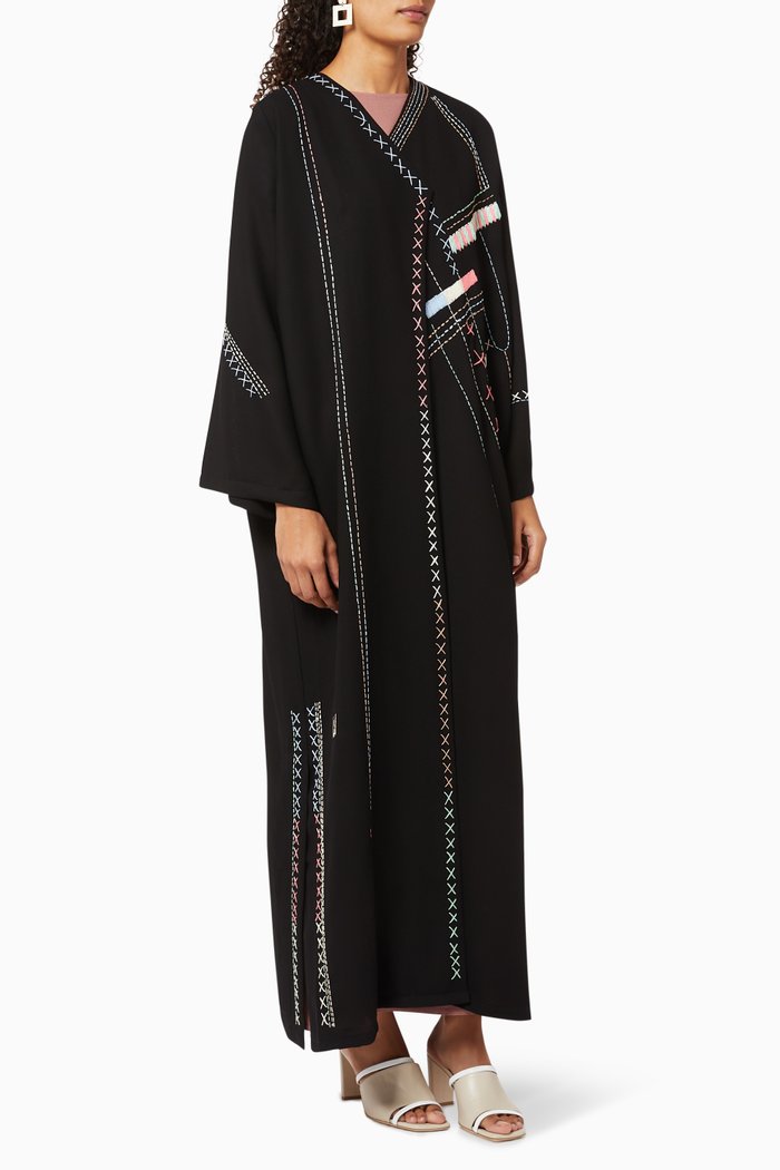 

Embroidered Crepe Abaya, Black