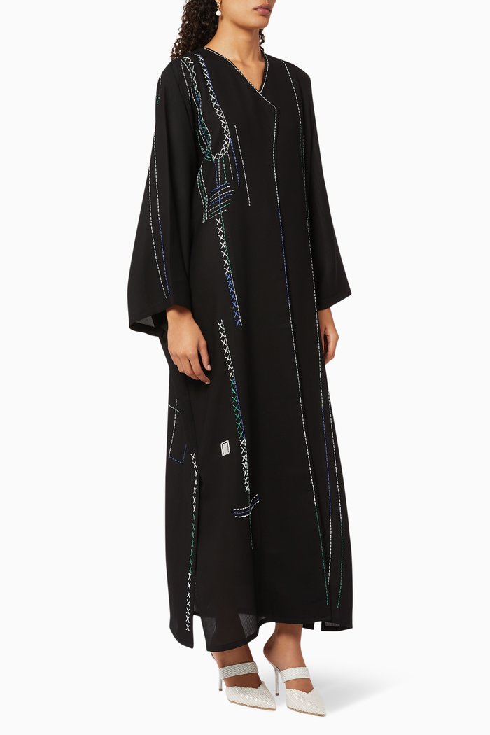 

Embroidered Crepe Abaya, Black