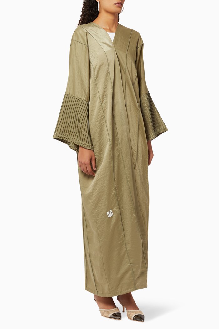 

Pleated Crepe Abaya Set, Black