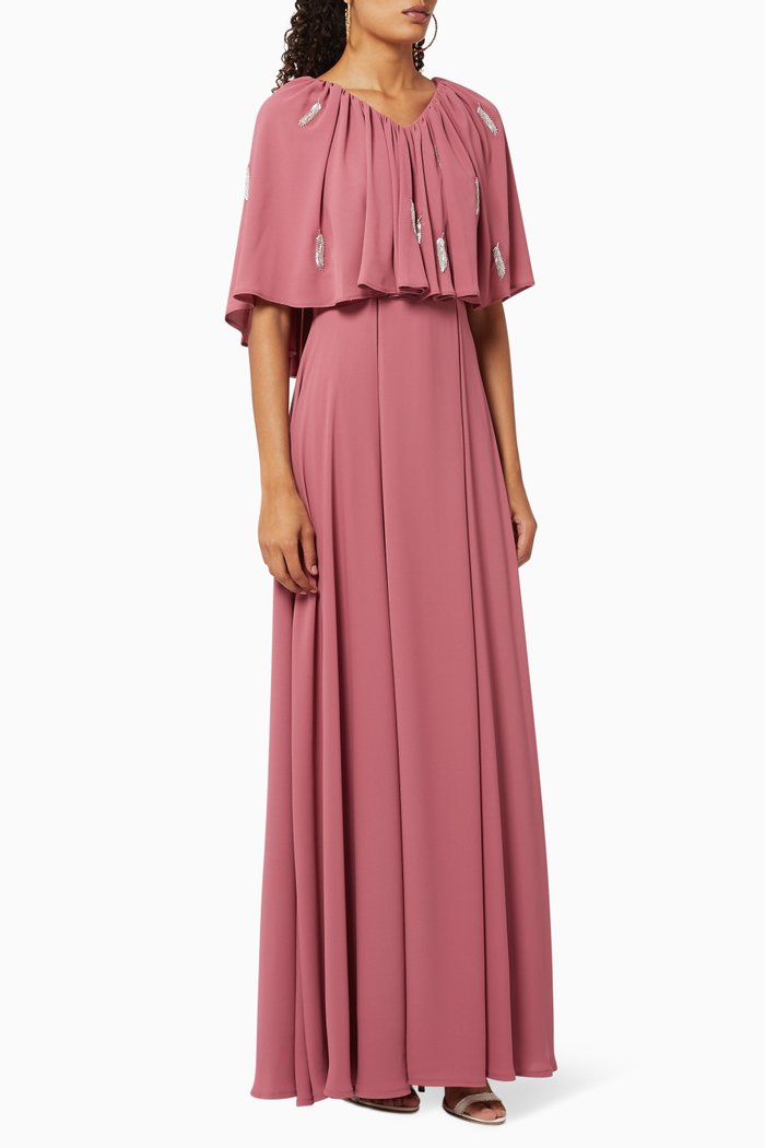 

Embellished Cape Dress, Pink