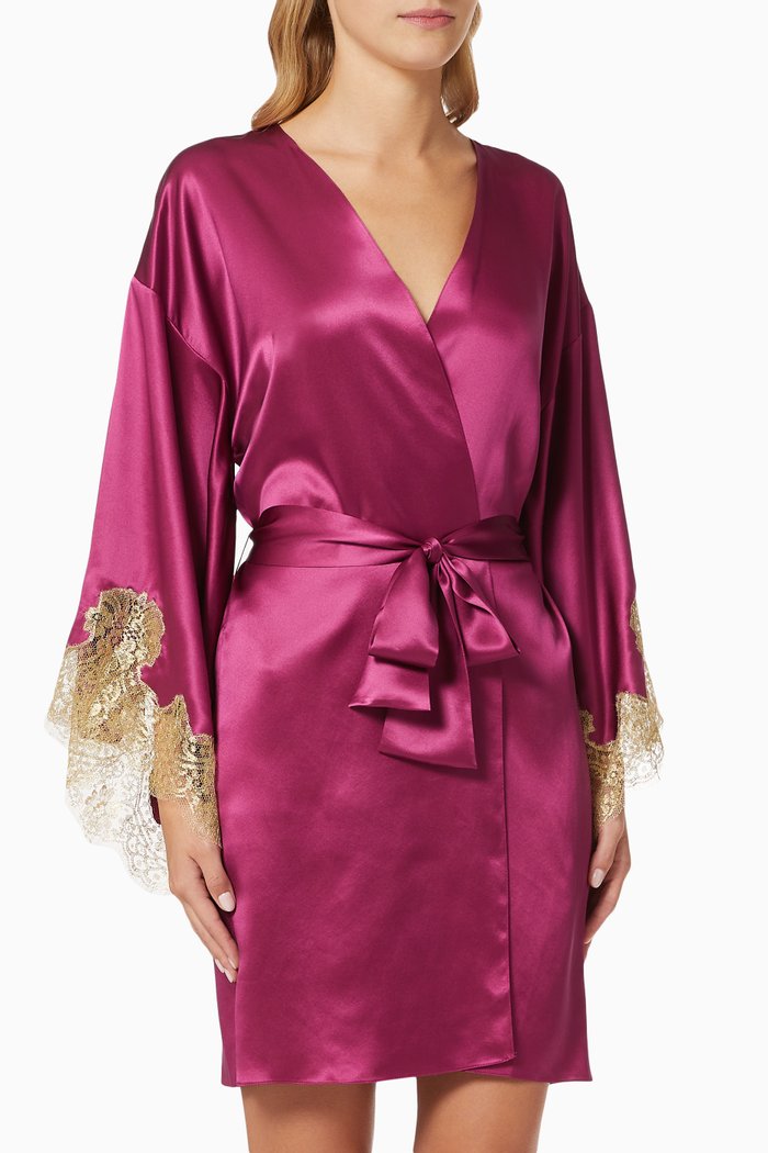 

Gina Silk & Lace Kimono, Burgundy