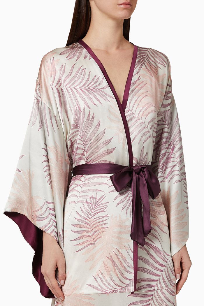 

Kew Silk Satin Kimono, Burgundy