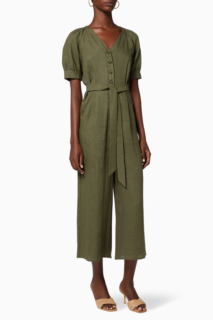 

Nora Linen Jumpsuit, Green