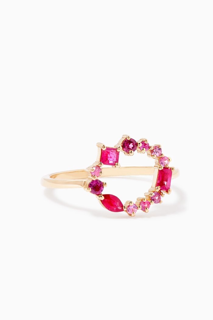 

Pink Power Open Circle Ring in 14kt Yellow Gold
