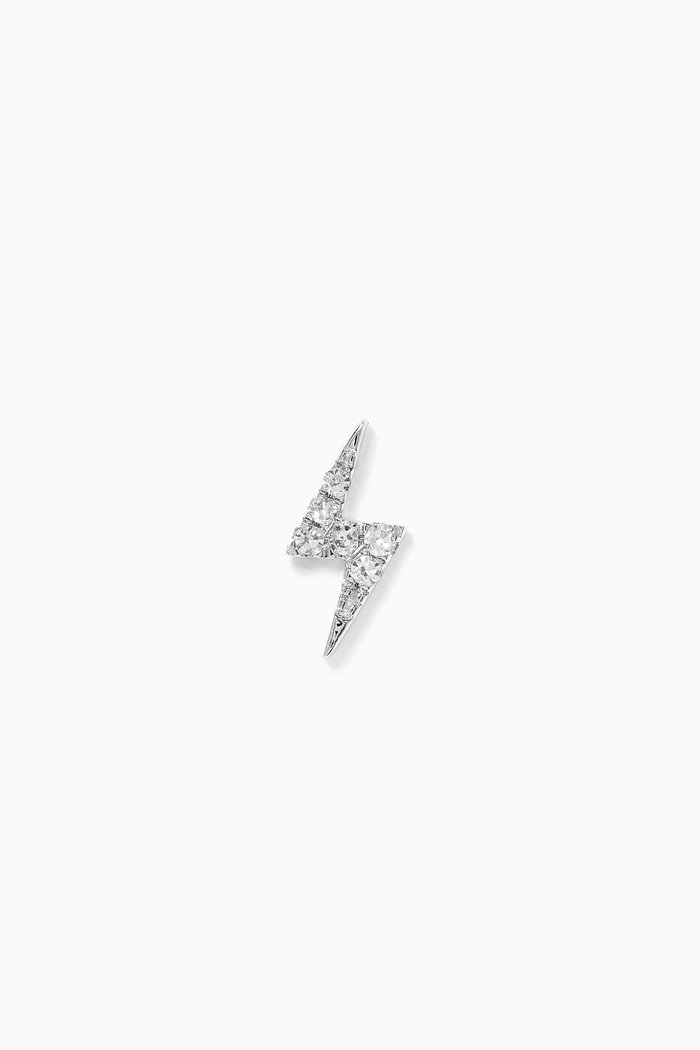 

Pavé Diamond Lightning Bolt Stud in 14kt White Gold, Silver