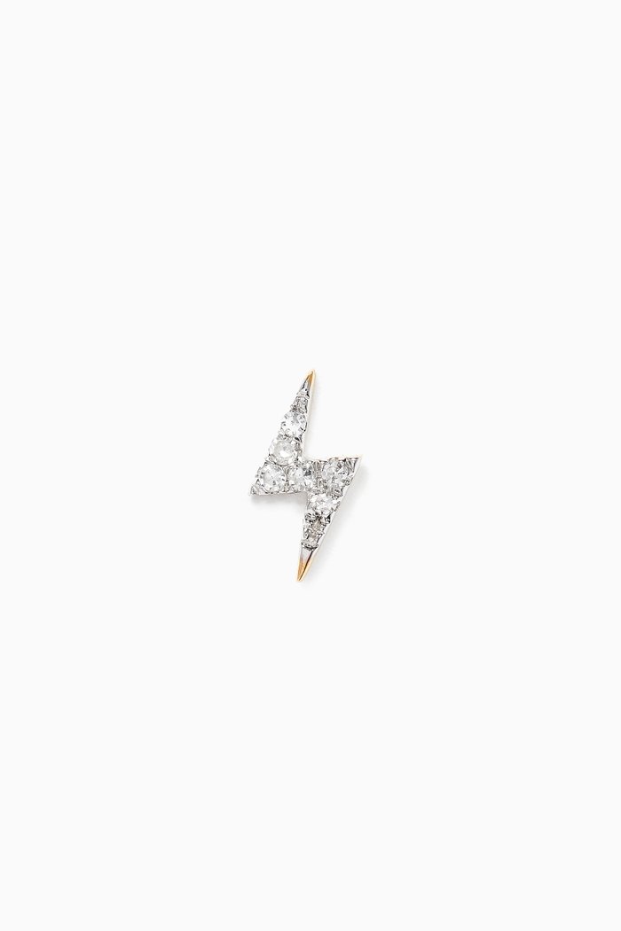 

Pavé Diamond Lightning Bolt Stud in 14kt Yellow Gold