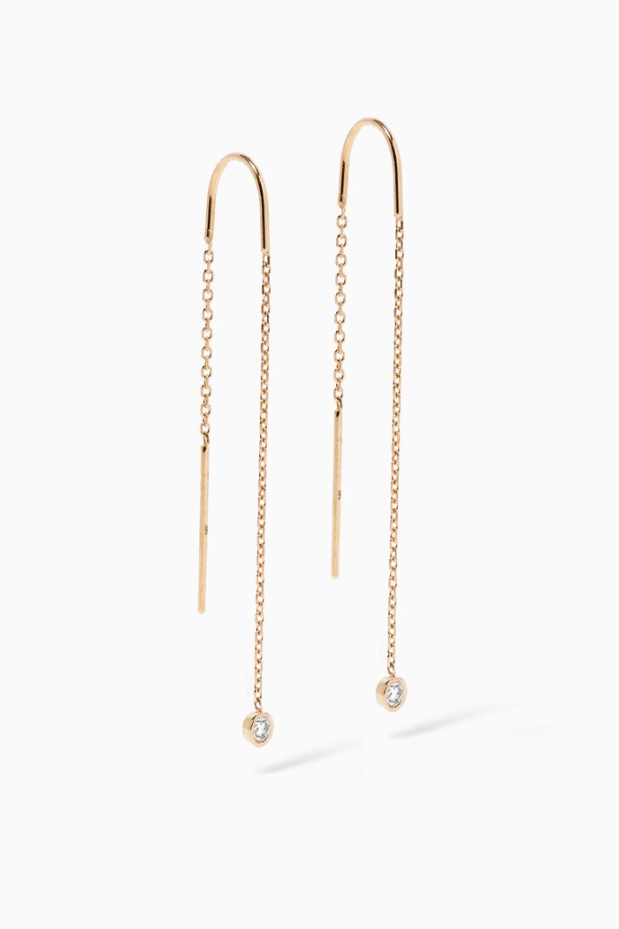

Tiny Diamond Threader Earrings in 14kt Yellow Gold