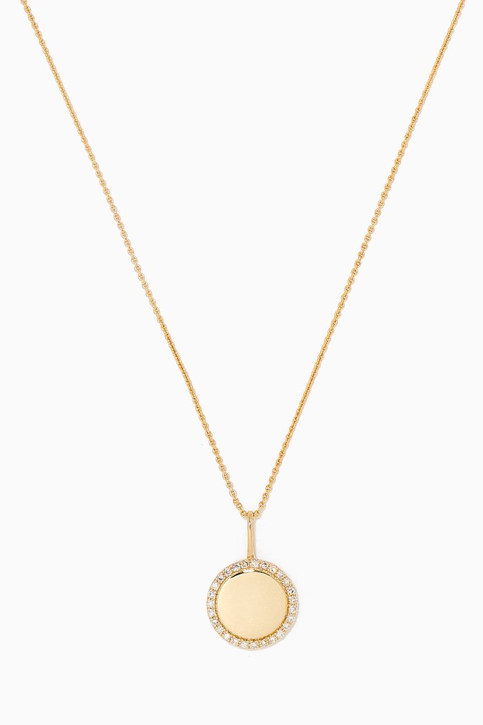 

Pavé Diamond Disc Necklace in 14kt Yellow Gold