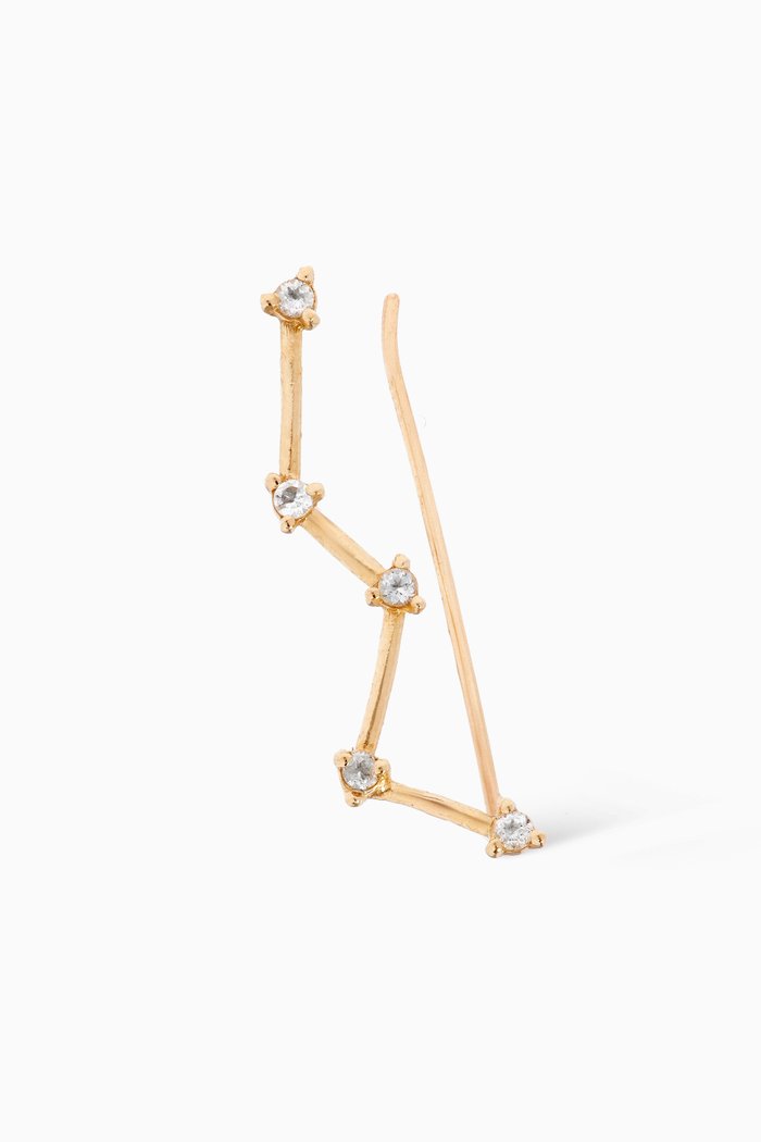 

White Topaz Cassiopeia Ear Climber in 14kt Yellow Gold