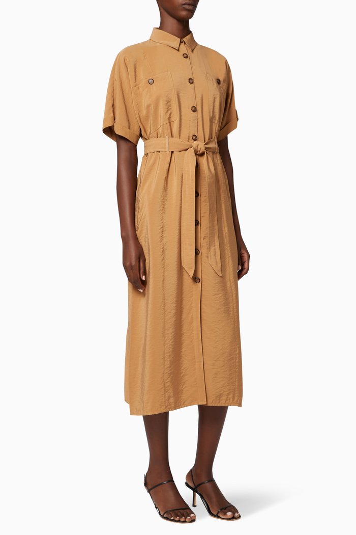 

Military Belted Midi Dress, Neutral