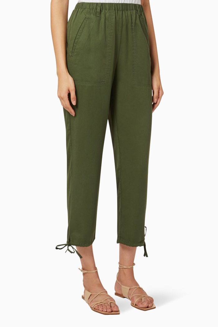 

Washed Tie-Hem Tencel Trouser, Brown
