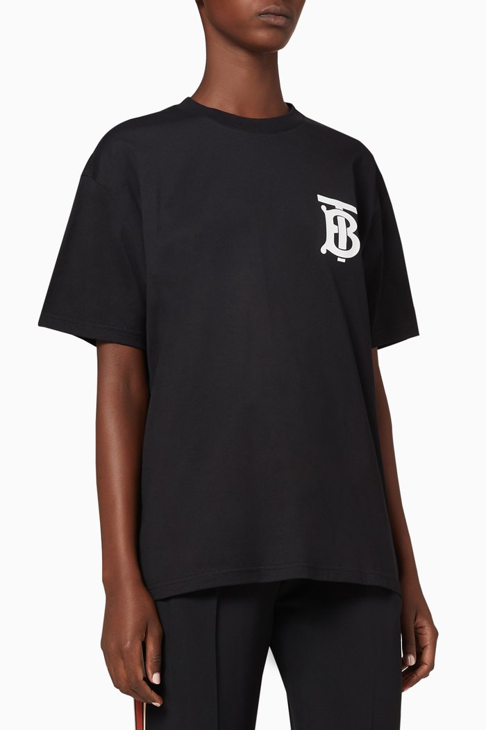 

Monogram Motif Cotton Oversized T-Shirt, Black