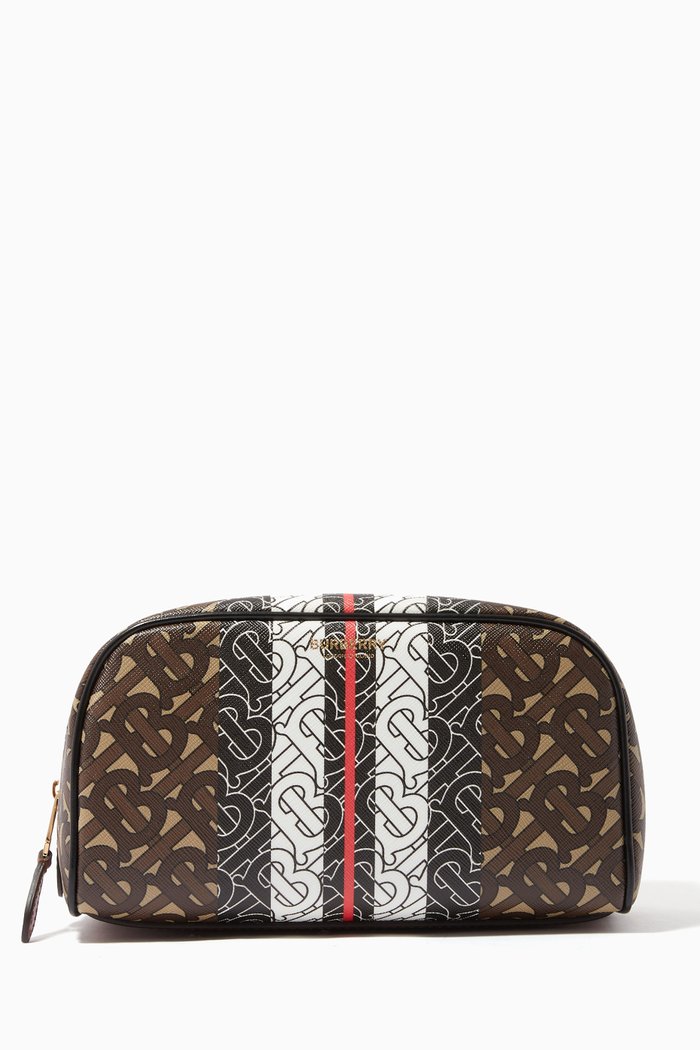 

Travel Pouch in Monogram Stripe E-Canvas, Brown