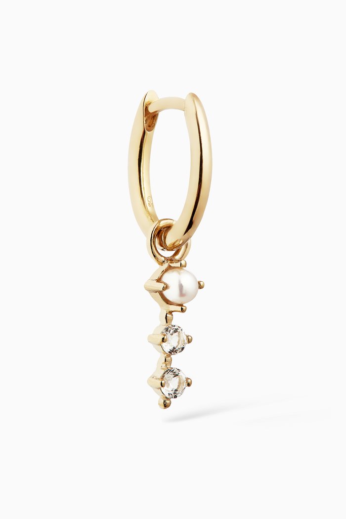 

Mini Oval & Pearl White Topaz Charm in 9kt Yellow Gold
