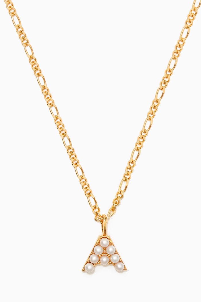 

Pearl Alphabet Pendant on the Figaro Chain in Yellow Gold Vermeil