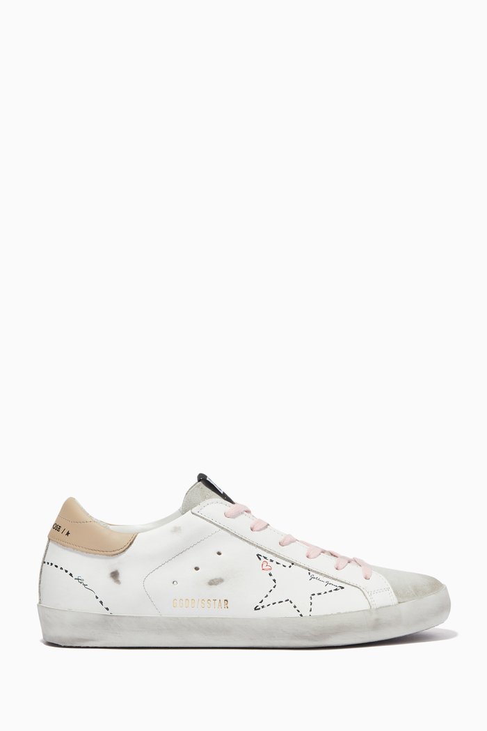 

Super-Star Sneakers with Stitching Star in Leather, White