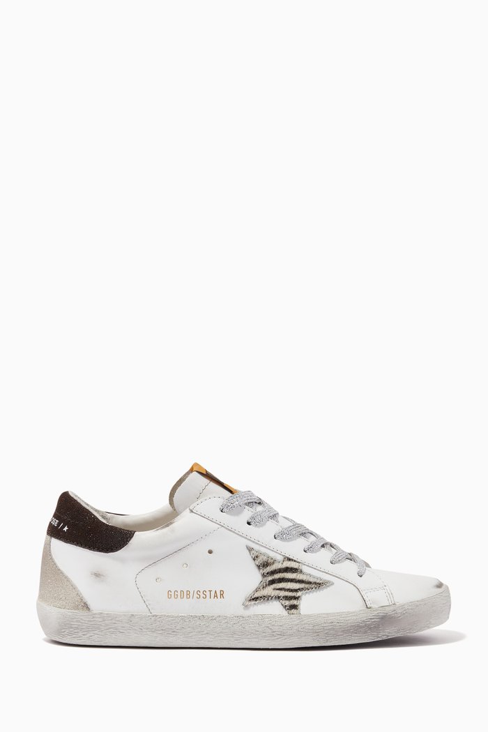 

Super-Star Sneakers in Leather & Zebra-Print Star, White