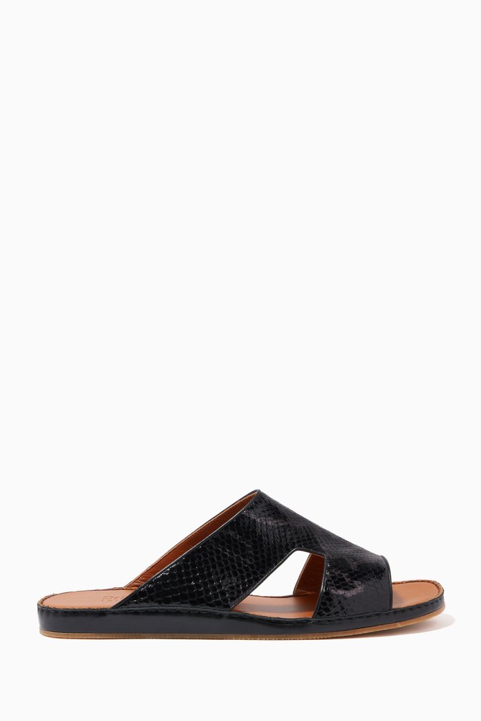 

Western Arca Sandals in Python Leather, Black