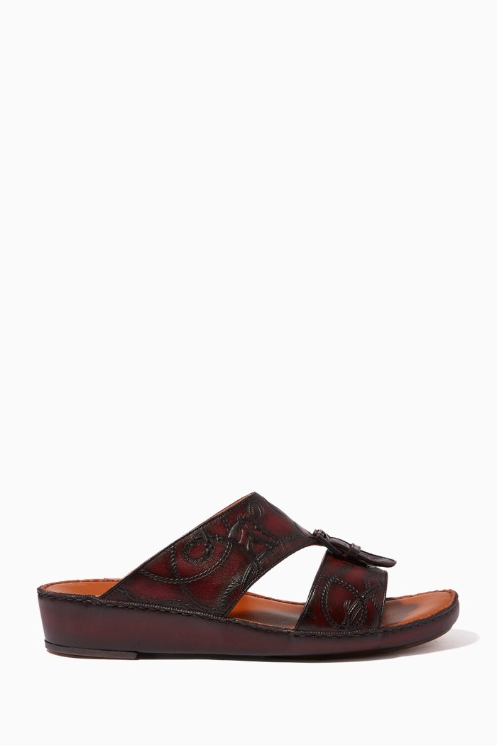 

Cinghia Sandals in Equestra-Embossed Softcalf, Red