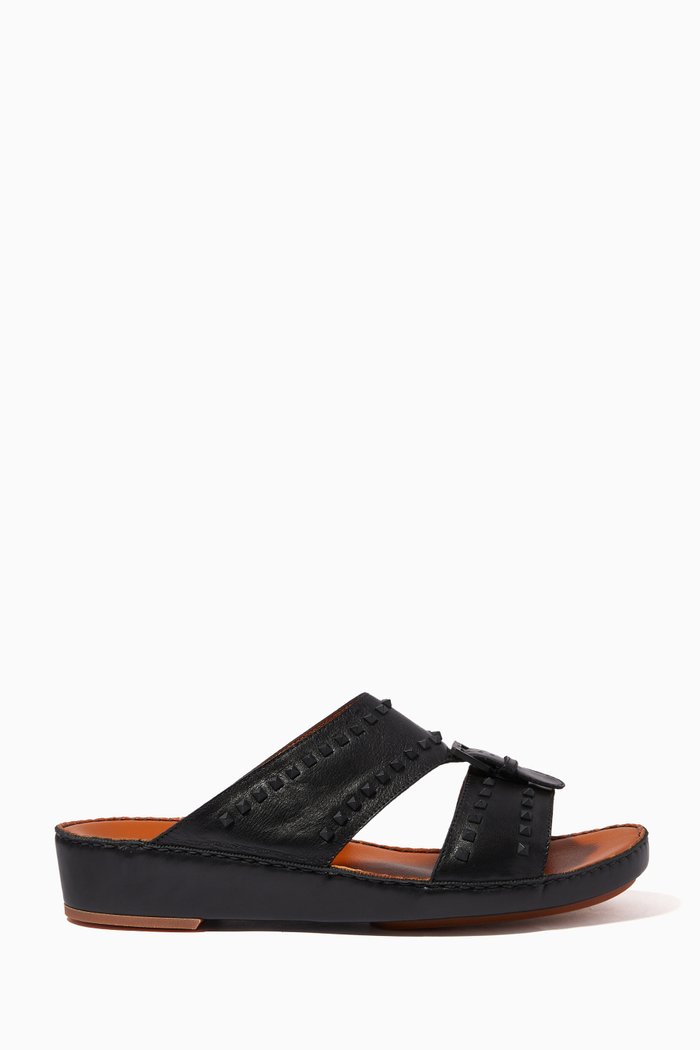Cinghia Sandals in Studded Softcalf, Black