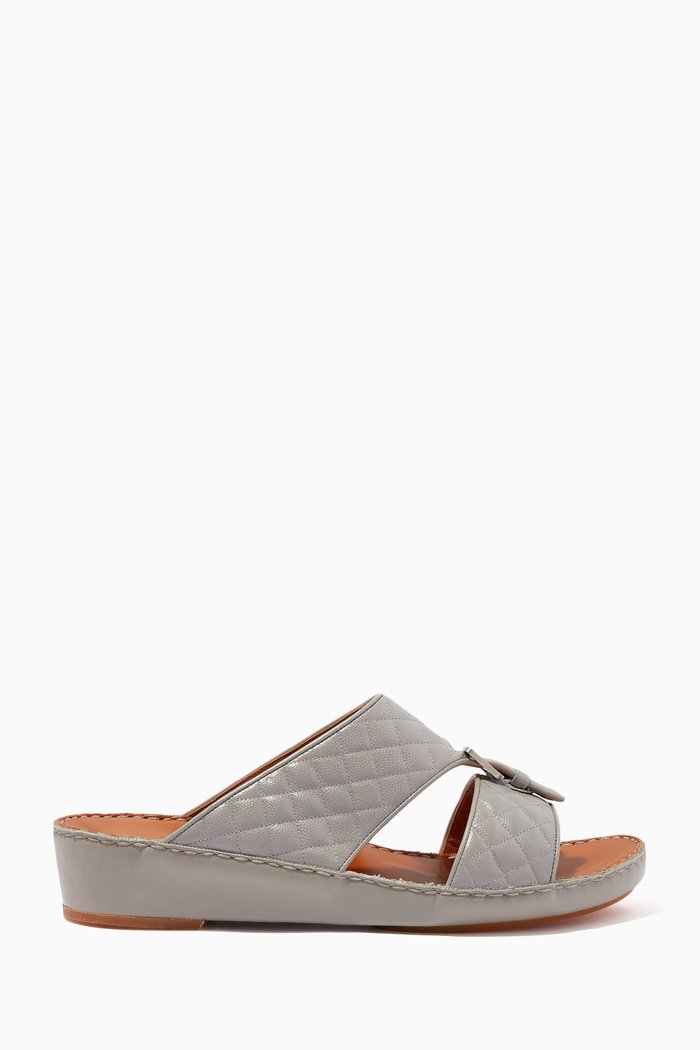 

Cinghia Sandals in Matelassé Goatskin Leather, Grey