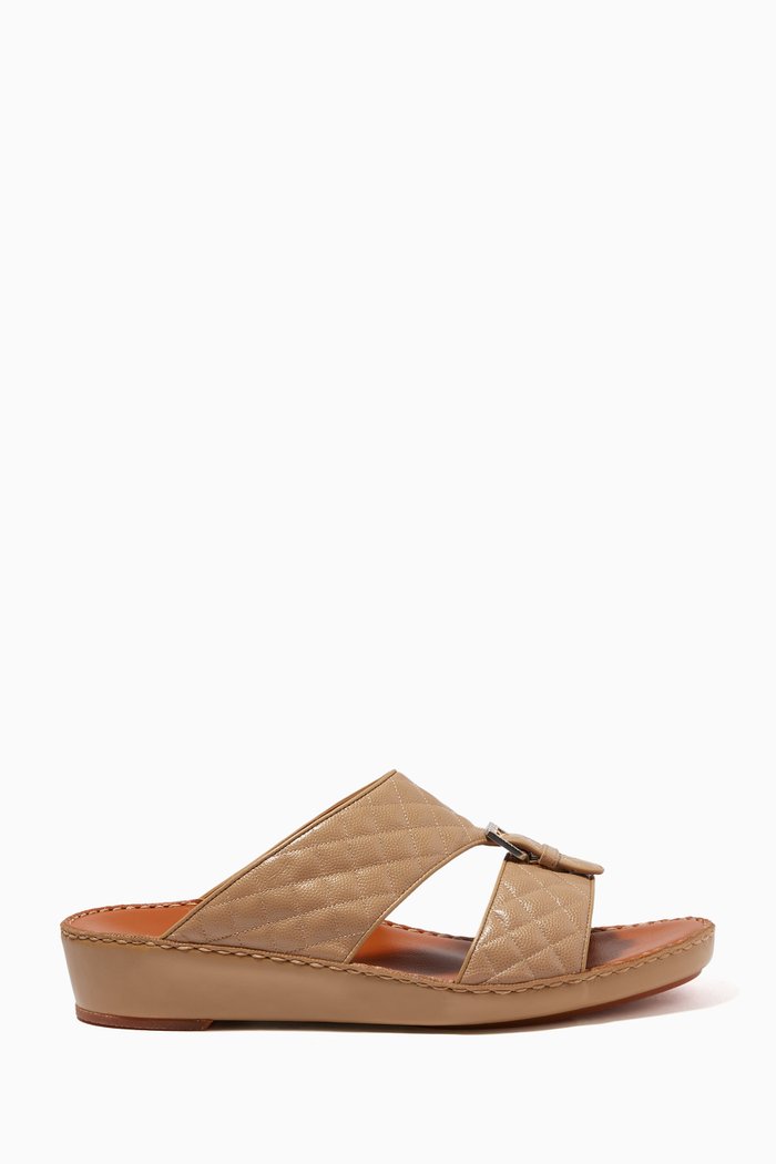 

Cinghia Sandals in Matelassé Goatskin Leather, Neutral