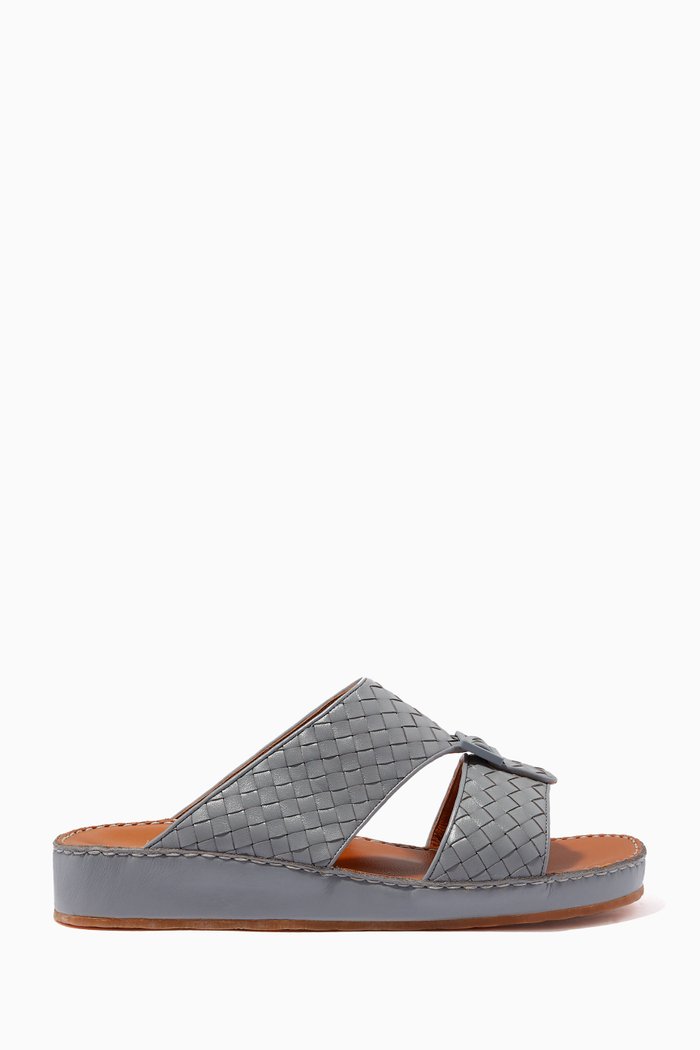 

Inclinato Quadratura Treece Sandals in Softcalf, Grey