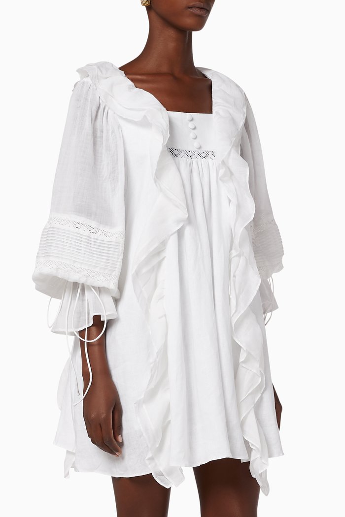 

Gretal Linen Smock Dress, White