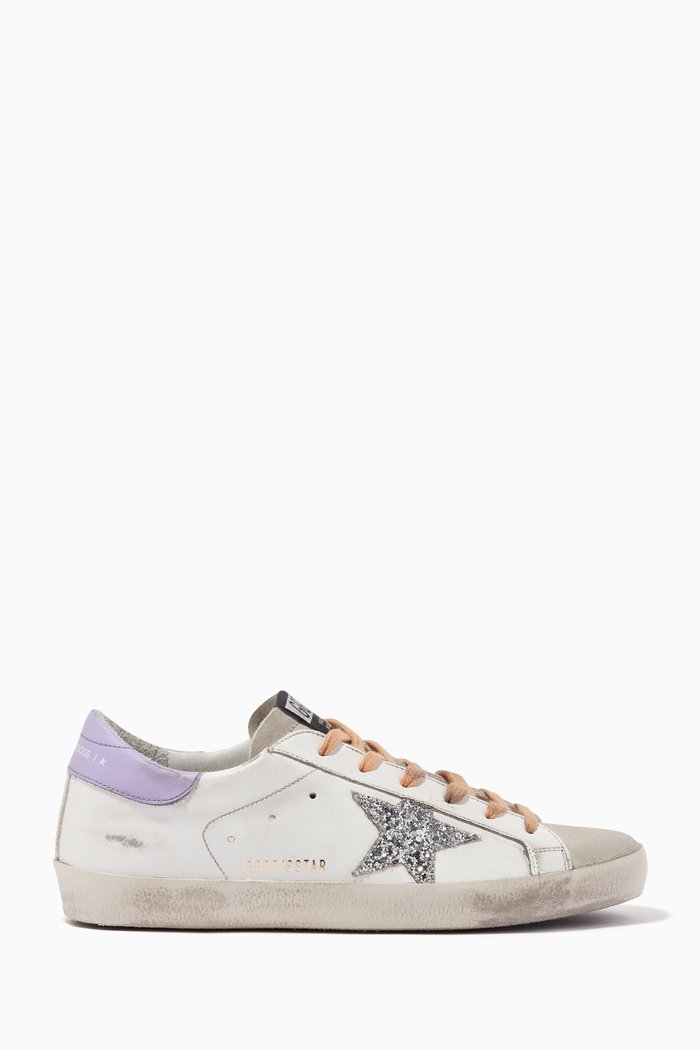 

Super-Star Sneakers in Leather & Glittery Star, White
