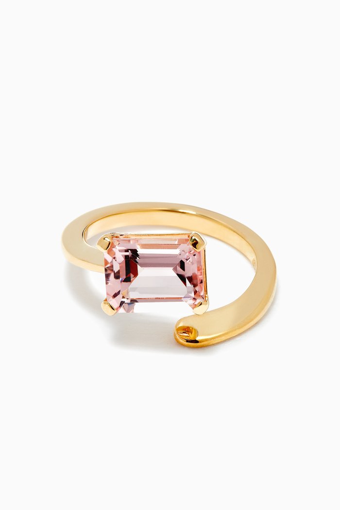 

Morganite Twist Ring in 9kt Yellow Gold