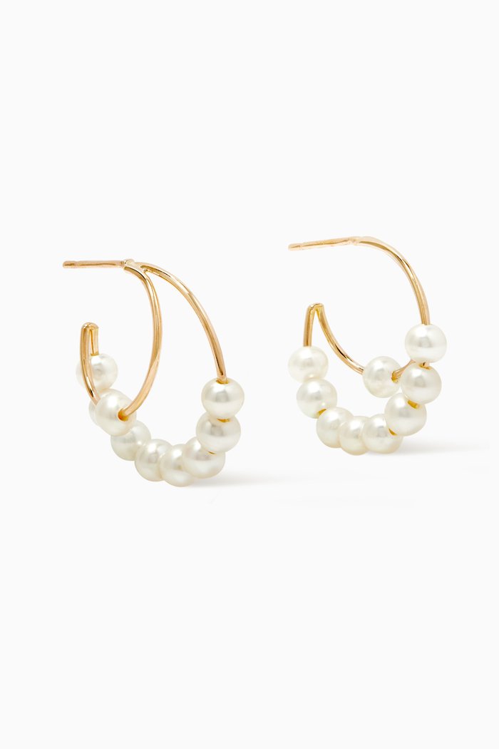 

Zoe Pearl Hoop Earrings in 9kt Yellow Gold