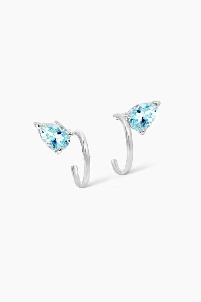 

Mini Lara Topaz Hoop Earrings in 9kt White Gold, Silver