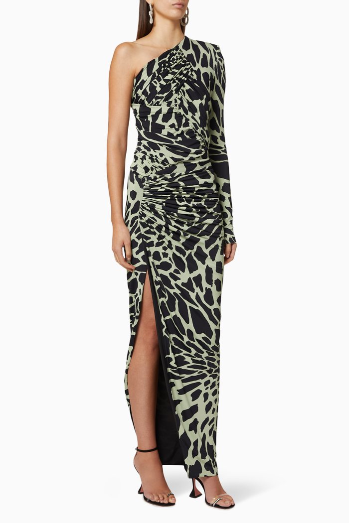 

Giraffe Print Jersey Long Dress, Grey