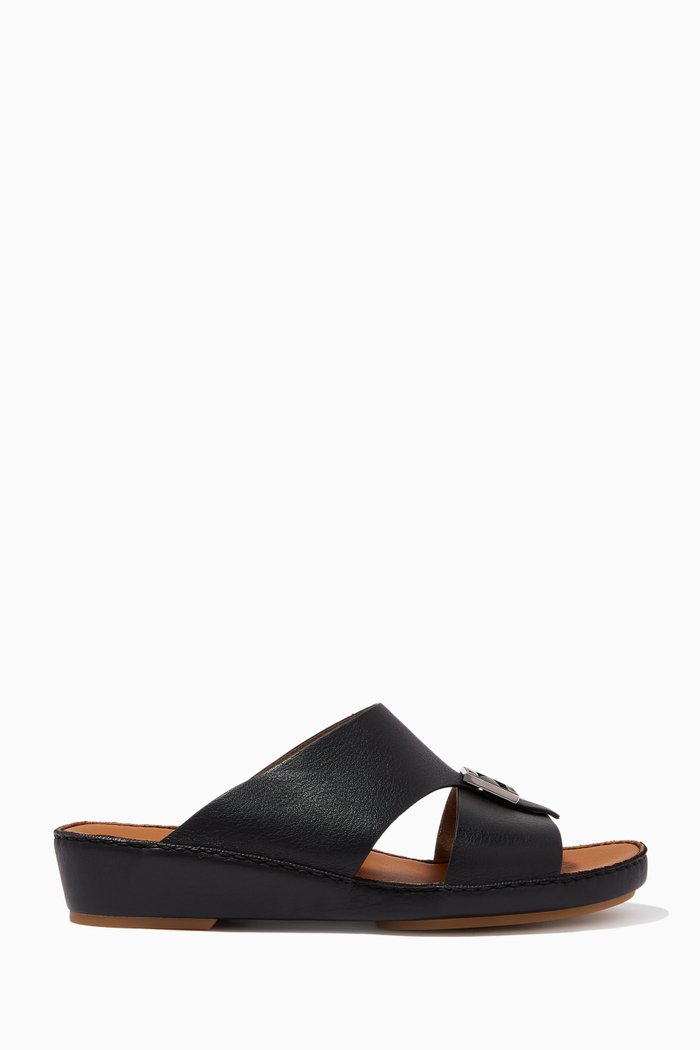 

Arabic Sandals in Grained Leather, Black