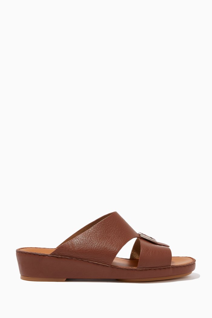 

Arabic Sandals in Grained Leather, Brown
