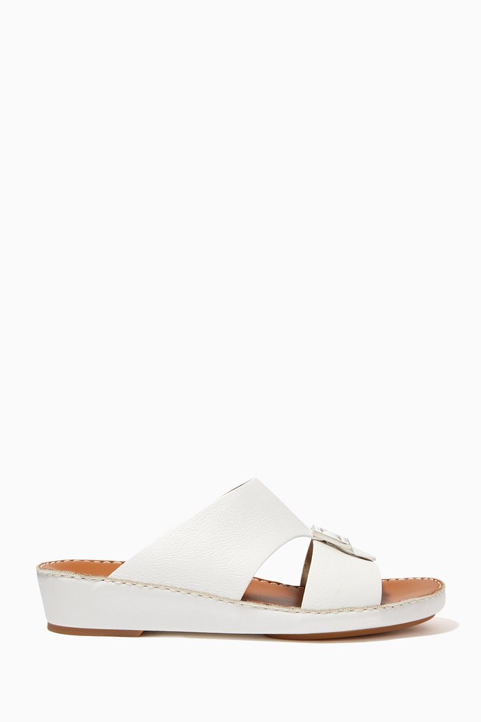 

Arabic Sandals in Grained Leather, White