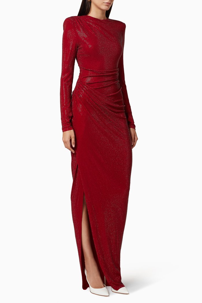 

Crystal Studded Jersey Gown, Red