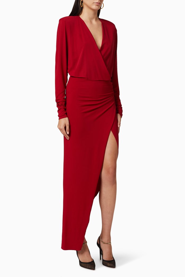 

Stretch Jersey Long Dress, Red