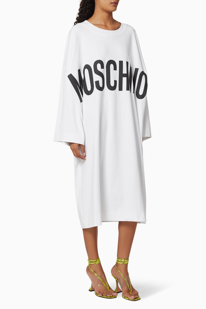 

Oversized Logo Sweatshirt Dress, White